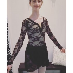 Body nero in pizzo e tulle con gonnellino